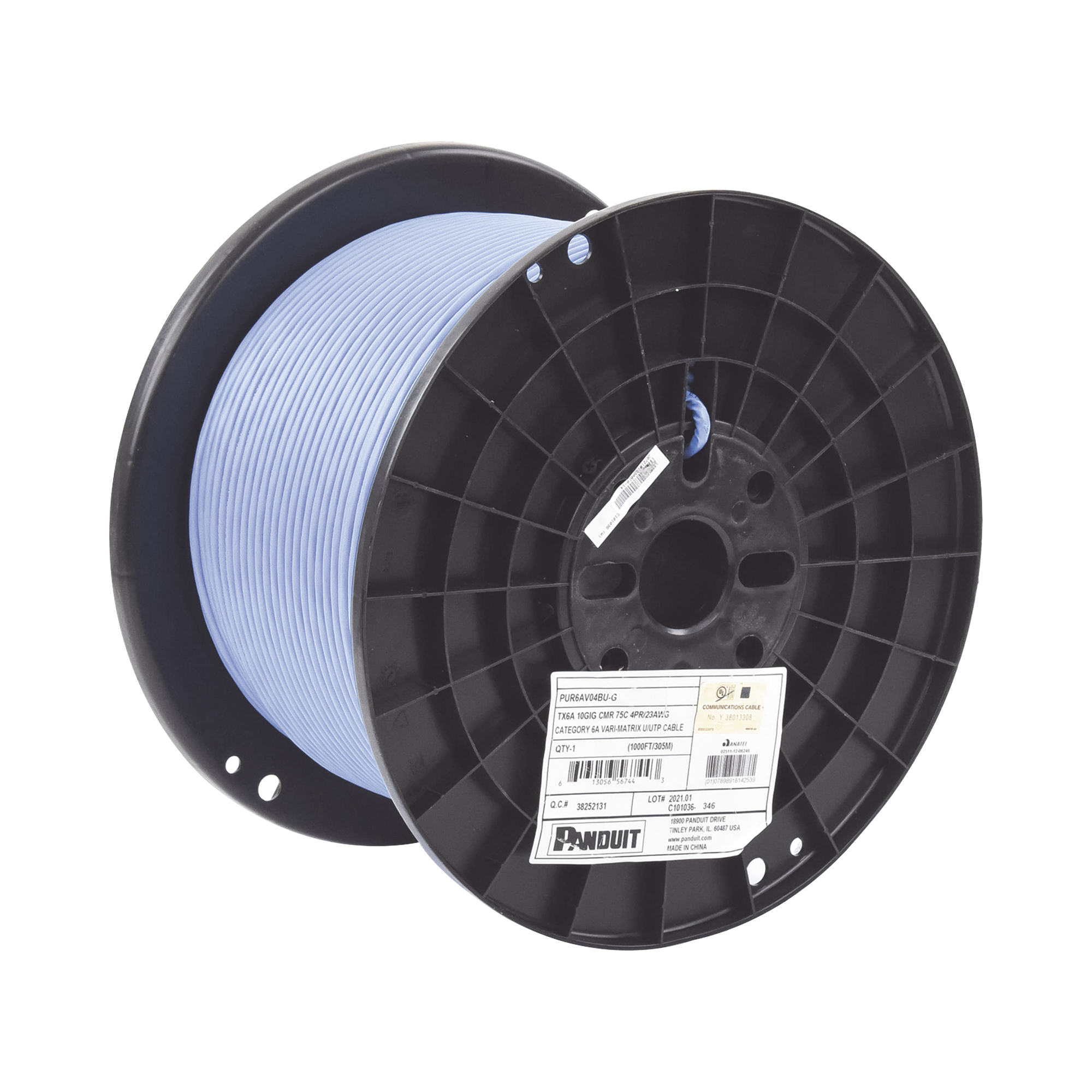 Bobina de Cable UTP de 4 Pares, Vari-MaTriX, Cat6A, 23 AWG, CMR (Riser), Color Azul, 305m Bobina de Cable UTP de 4 Pares, Vari-MaTriX, Cat6A, 23 AWG, CMR (Riser), Color Azul, 305m